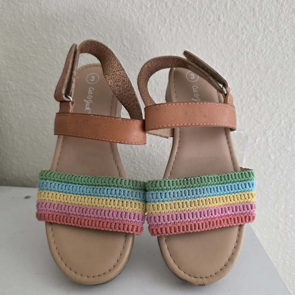 Girls Cat and Jack open toes Colorful Sandals Size 3